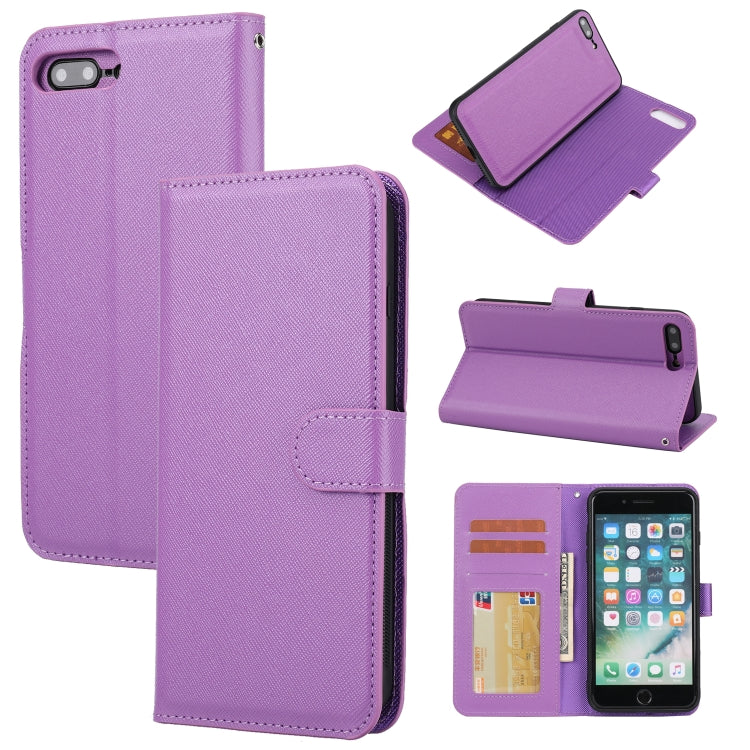 Cross Texture Detachable Leather Phone Case, For iPhone XS / X, For iPhone XR, For iPhone XS Max, For iPhone SE 2022 / SE 2020 / 8 / 7, For iPhone 8 Plus / 7 Plus