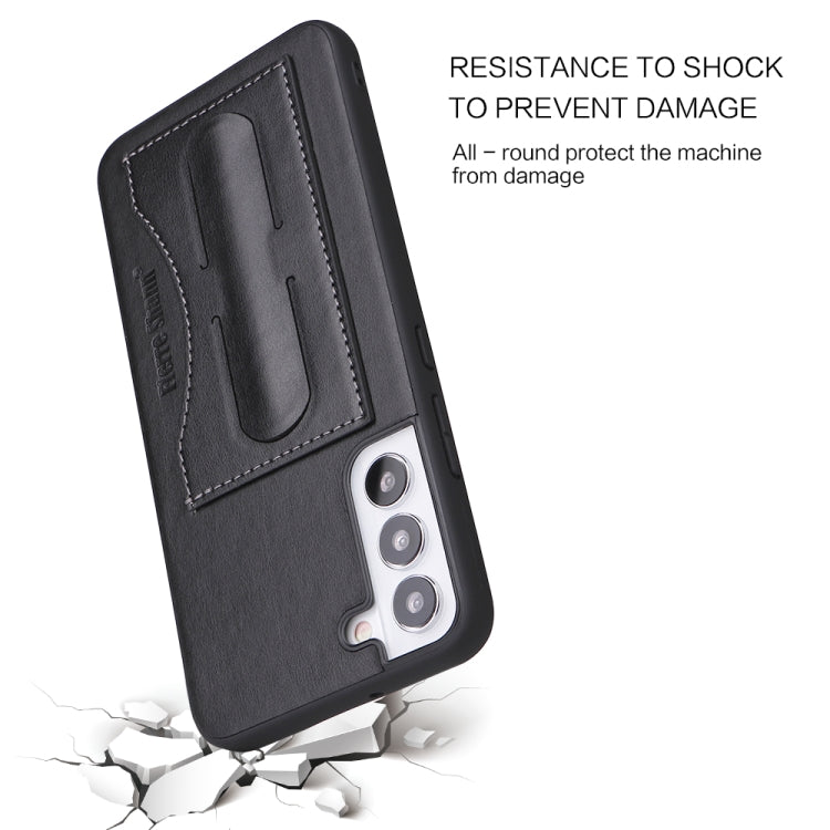 Fierre Shann Full Coverage Leather Phone Case, For Samsung Galaxy S22+ 5G, For Samsung Galaxy S22 Ultra 5G