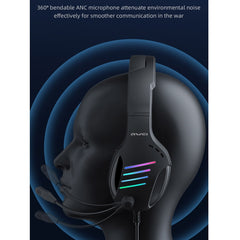 awei GM-5 USB + 3.5mm Ambient Light Gaming Wired Headset with Microphone, GM-5