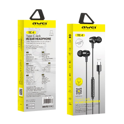 awei TC-1 Type-C / USB-C Stereo Surround In-ear Wired Earphone, TC-1