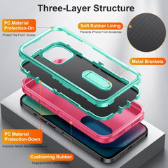 3 in 1 Rugged Holder Phone Case, For iPhone 13 mini, For iPhone 13, For iPhone 13 Pro