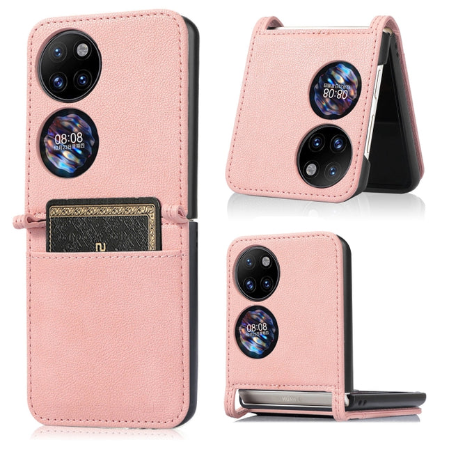 Lambskin Texture Card Folding Phone Case, For Huawei P50 Pocket
