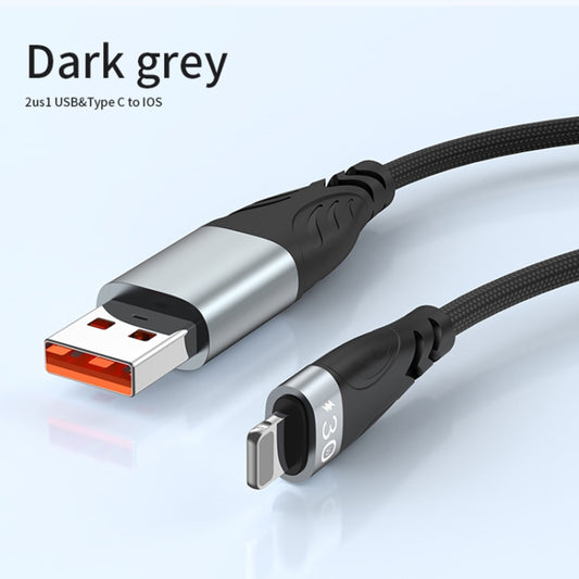 Cable de datos de carga flash ADC-008 2 en 1 PD 30 W USB + USB-C/Tipo-C a 8 pines, 8 pines