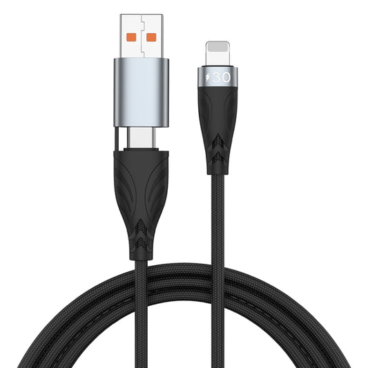 Cable de datos de carga flash ADC-008 2 en 1 PD 30 W USB + USB-C/Tipo-C a 8 pines, 8 pines