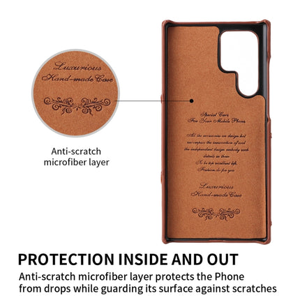 Fierre Shann Oil Wax Texture Genuine Leather Back Phone Case with 360 Degree Rotation Holder & Card Slot, For Samsung Galaxy S22 Ultra 5G, For Samsung Galaxy S22+ 5G, For Samsung Galaxy S22 5G