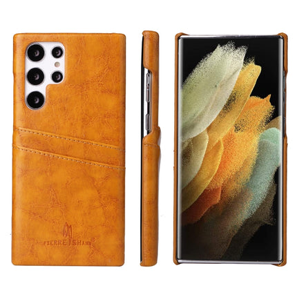 Fierre Shann Retro Oil Wax Texture PU Leather Phone Case with Card Slots, For Samsung Galaxy S22 Ultra 5G, For Samsung Galaxy S22+ 5G, For Samsung Galaxy S22 5G