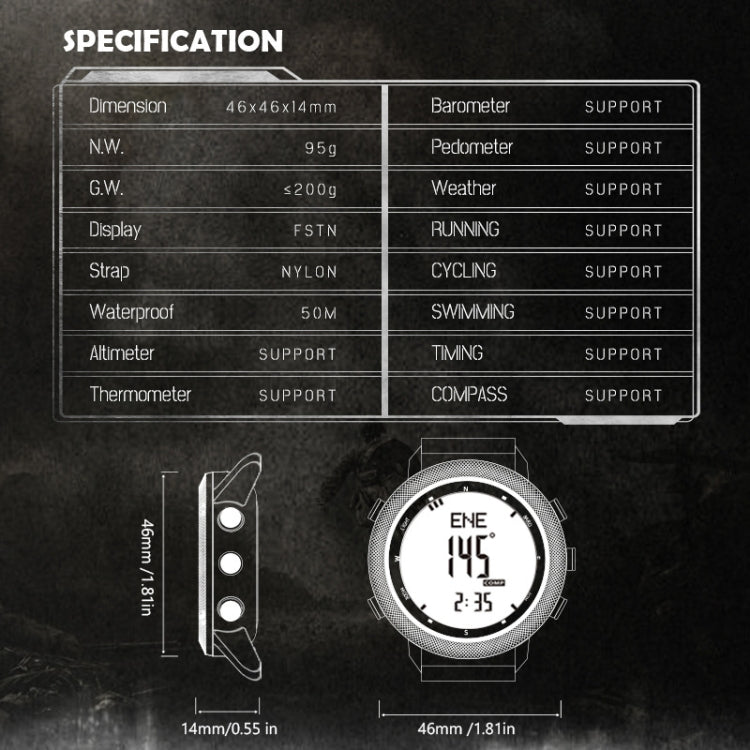 NORTH EDGE APACHE-46 Outdoor Waterproof Men Multifunction Digital Smart Sports Watch