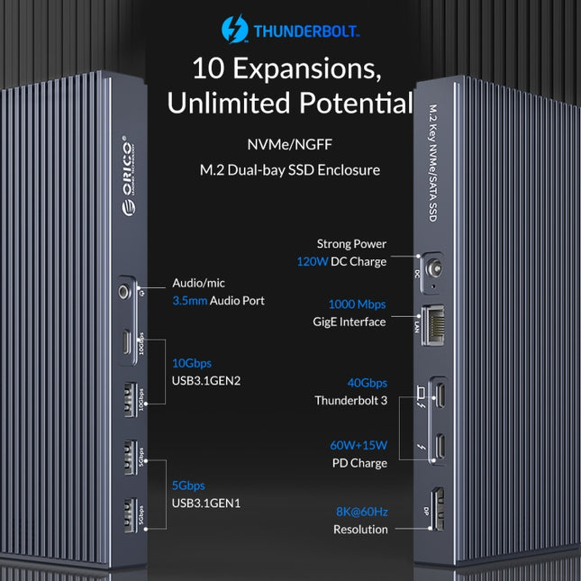 ORICO TB3-S2 Thunderbolt 3 M.2 Dual-bay Docking Station