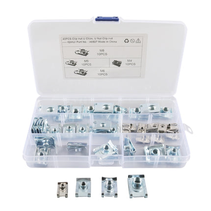 A6827 40 in 1 Car / Motorcycle Clip Nuts B-Shaped Clip Nut, A6827