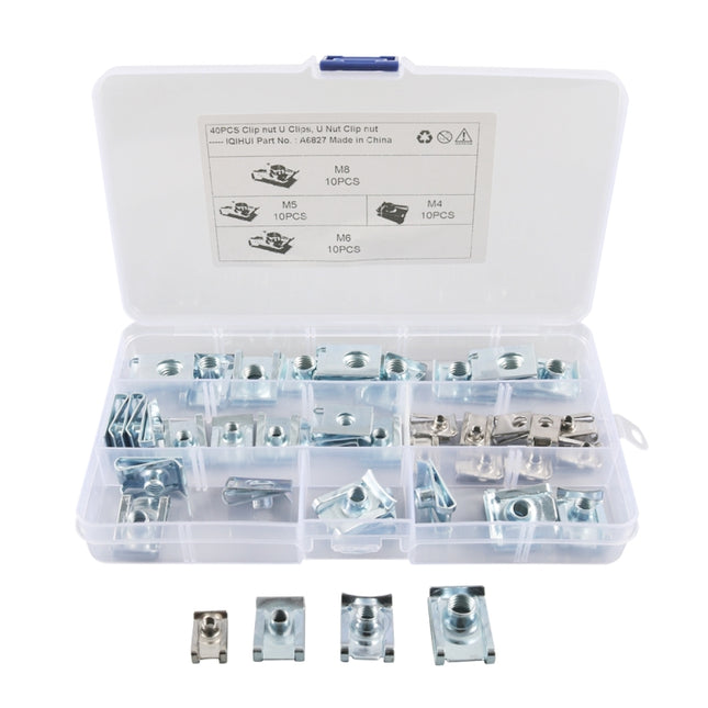 A6827 40 in 1 Car / Motorcycle Clip Nuts B-Shaped Clip Nut, A6827