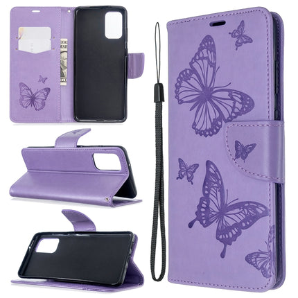 Embossing Two Butterflies Pattern Horizontal Flip PU Leather Case with Holder & Card Slot & Wallet & Lanyard, For Galaxy S20 Ultra