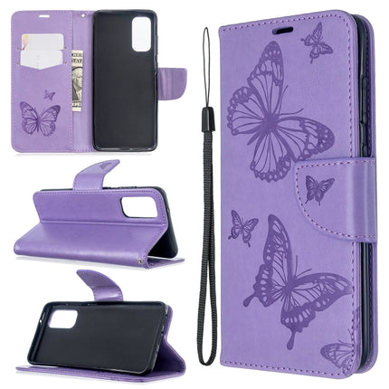 Embossing Two Butterflies Pattern Horizontal Flip PU Leather Case with Holder & Card Slot & Wallet & Lanyard, For Galaxy S20, For Galaxy S20+, For Galaxy A51, For Galaxy A71