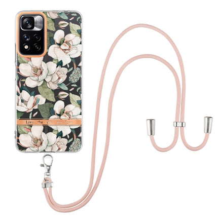 Flowers Series TPU Phone Case with Lanyard, For Xiaomi Redmi Note 11 Pro / Redmi Note 11 Pro+, For Xiaomi Mi 11T, For Xiaomi Poco X3 NFC, For Xiaomi Redmi 9A