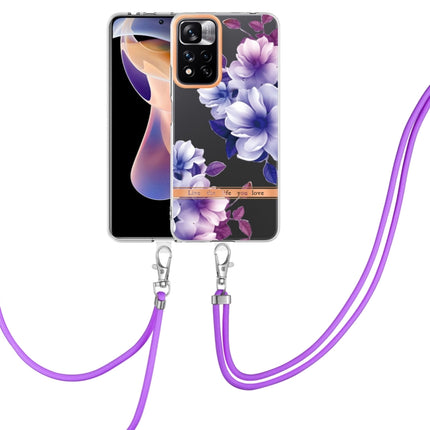 Flowers Series TPU Phone Case with Lanyard, For Xiaomi Redmi Note 11 Pro / Redmi Note 11 Pro+, For Xiaomi Mi 11T, For Xiaomi Poco X3 NFC, For Xiaomi Redmi 9A