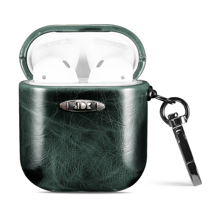 Estuche protector para auriculares con textura de cuero encerado al aceite y hebilla para colgar, para AirPods 1/2, para AirPods 3, para AirPods Pro