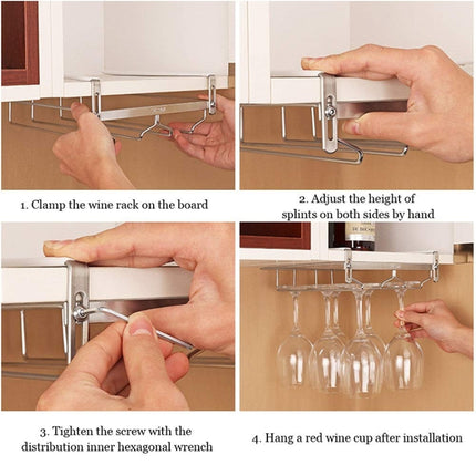 304 Stainless Steel Hanging Wine Glass Shelf Drain Rack Cup Holder