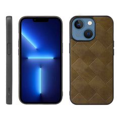 Weave Plaid PU Phone Case, For iPhone 13, For iPhone 13 Pro, For iPhone 13 Pro Max