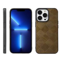 Weave Plaid PU Phone Case, For iPhone 13, For iPhone 13 Pro, For iPhone 13 Pro Max