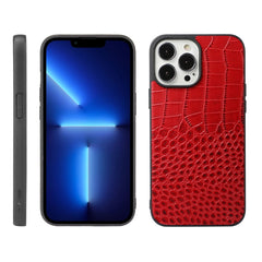 Funda de piel de vacuno con capa superior de cocodrilo para iPhone 13, iPhone 13 Pro, iPhone 13 Pro Max