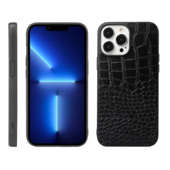 Funda de piel de vacuno con capa superior de cocodrilo para iPhone 13, iPhone 13 Pro, iPhone 13 Pro Max