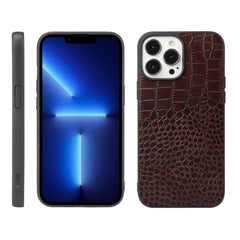 Funda de piel de vacuno con capa superior de cocodrilo para iPhone 13, iPhone 13 Pro, iPhone 13 Pro Max