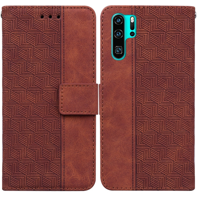 Geometric Embossed Leather Phone Case, For Huawei P30 Pro, For Huawei P40 Pro, For Huawei Y6 2019, For Huawei nova 8i/Honor 50 Lite Overseas Version