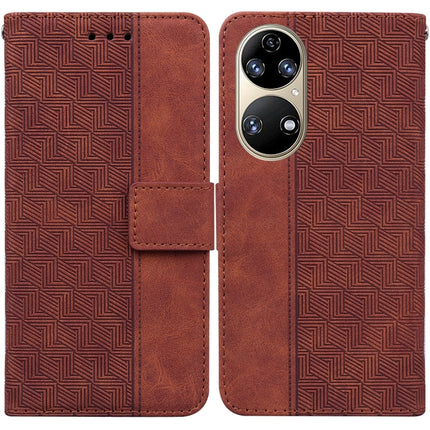 Geometric Embossed Leather Phone Case, For Huawei P smart 2021 / Y7a, For Huawei P50, For Huawei P50 Pro, For Honor 20 / Huawei nova 5T