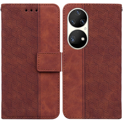 Geometric Embossed Leather Phone Case, For Huawei P smart 2021 / Y7a, For Huawei P50, For Huawei P50 Pro, For Honor 20 / Huawei nova 5T