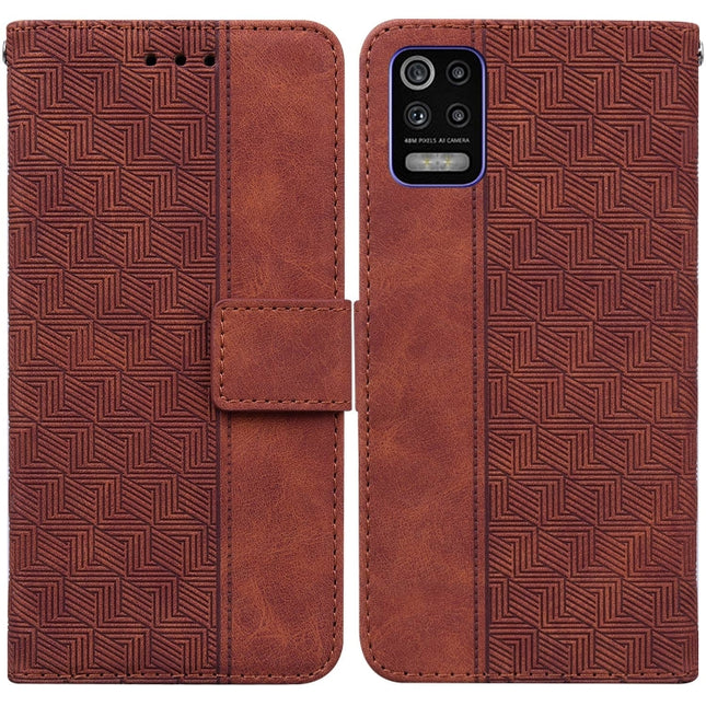 Geometric Embossed Leather Phone Case, For LG K52 / K62 / Q52, For LG Stylo 6 / K71, For LG Velvet / G9 5G / 4G, For Tecno Camon 12 / Spark 4