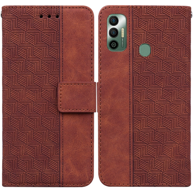 Geometric Embossed Leather Phone Case, For Tecno Spark 7, For Tecno Spark 7P, For Tecno Spark Go 2020 / Spark 6 Go