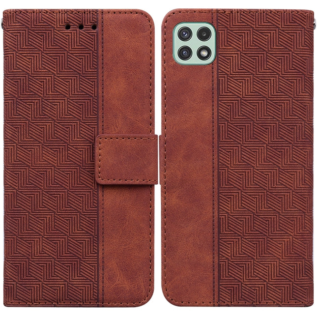 Geometric Embossed Leather Phone Case, For Samsung Galaxy A22 5G, For Samsung Galaxy A03 164mm, For Samsung Galaxy A03 166mm, For Samsung Galaxy A03 Core