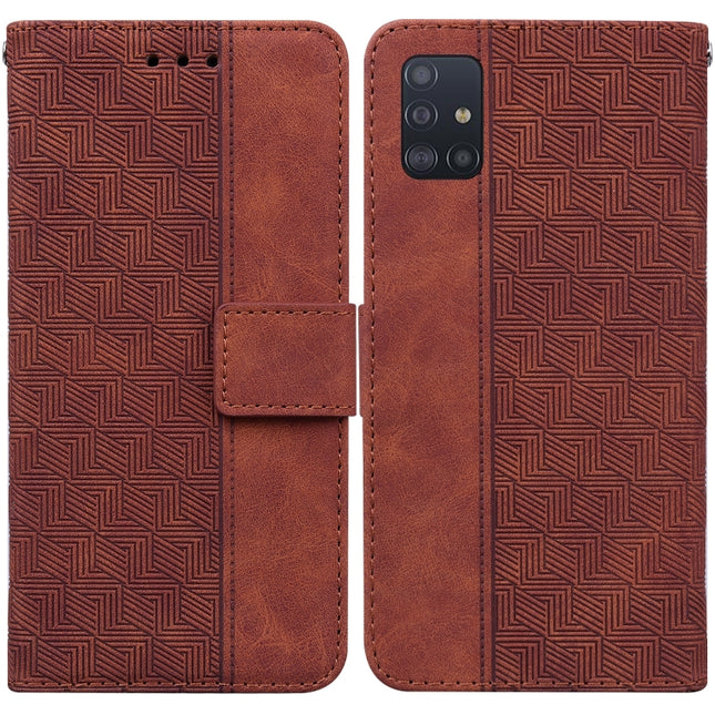 Geometric Embossed Leather Phone Case, For Samsung Galaxy A71, For Samsung Galaxy A71 5G, For Samsung Galaxy A72 4G / 5G, For Samsung Galaxy A02 / M02 Indian Version