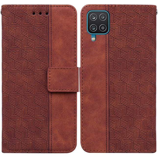 Geometric Embossed Leather Phone Case, For Samsung Galaxy M32 4G Indian / International Version