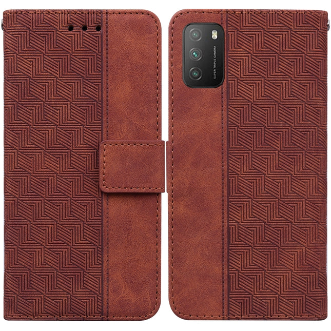 Geometric Embossed Leather Phone Case, For Xiaomi Poco M3 / Redmi 9 Power, For Xiaomi Poco M4 Pro, For Xiaomi Poco X3 NFC / Poco X3, For Xiaomi Poco X4 Pro 5G