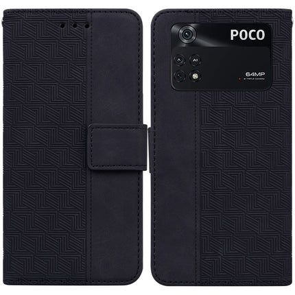 Geometric Embossed Leather Phone Case, For Xiaomi Poco M3 / Redmi 9 Power, For Xiaomi Poco M4 Pro, For Xiaomi Poco X3 NFC / Poco X3, For Xiaomi Poco X4 Pro 5G