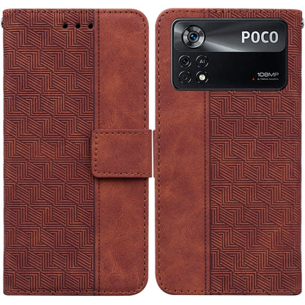 Geometric Embossed Leather Phone Case, For Xiaomi Poco M3 / Redmi 9 Power, For Xiaomi Poco M4 Pro, For Xiaomi Poco X3 NFC / Poco X3, For Xiaomi Poco X4 Pro 5G