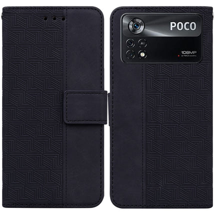 Geometric Embossed Leather Phone Case, For Xiaomi Poco M3 / Redmi 9 Power, For Xiaomi Poco M4 Pro, For Xiaomi Poco X3 NFC / Poco X3, For Xiaomi Poco X4 Pro 5G