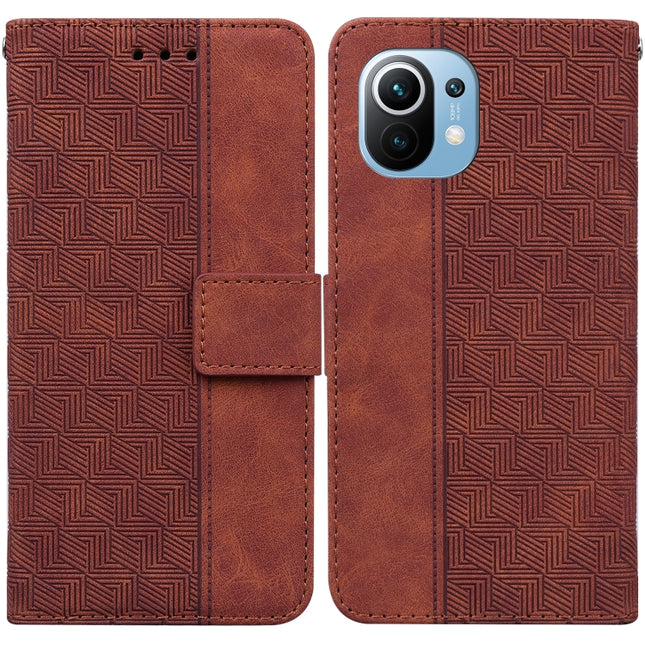 Geometric Embossed Leather Phone Case, For Xiaomi Redmi K40S, For Xiaomi Mi 11, For Xiaomi Mi 11 Pro, For Xiaomi Mi 11T / 11T Pro