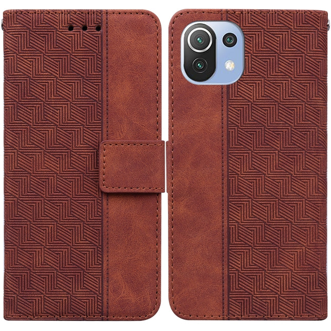 Geometric Embossed Leather Phone Case, For Xiaomi Mi 11 Lite 5G / 4G