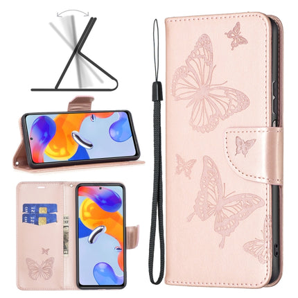 Two Butterflies Embossing Leather Phone Case, For Xiaomi Redmi Note 11 Pro International Version