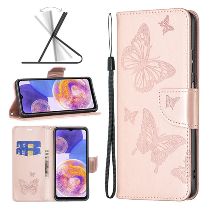 Two Butterflies Embossing Leather Phone Case, For Xiaomi Redmi Note 11 Global, For Samsung Galaxy A23 5G