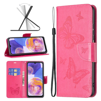 Two Butterflies Embossing Leather Phone Case, For Xiaomi Redmi Note 11 Global, For Samsung Galaxy A23 5G