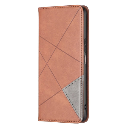 Rhombus Texture Horizontal Flip Magnetic Leather Phone Case, For vivo Y15s