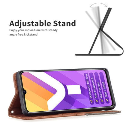 Rhombus Texture Horizontal Flip Magnetic Leather Phone Case, For vivo Y15s