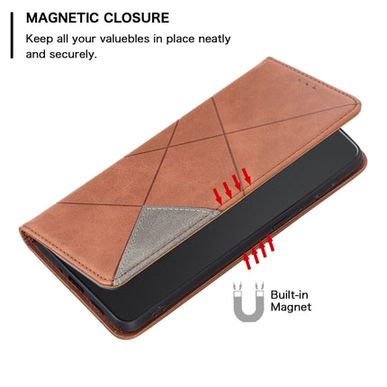 Rhombus Texture Horizontal Flip Magnetic Leather Phone Case, For vivo Y15s