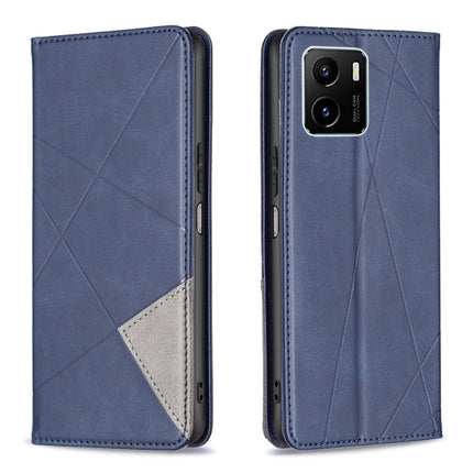 Rhombus Texture Horizontal Flip Magnetic Leather Phone Case, For vivo Y15s