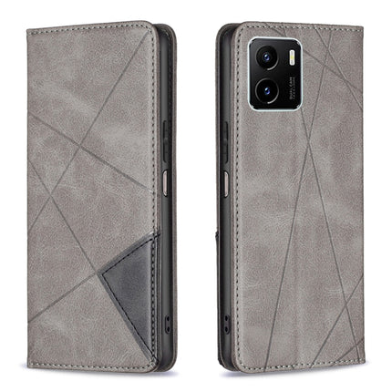 Rhombus Texture Horizontal Flip Magnetic Leather Phone Case, For vivo Y15s