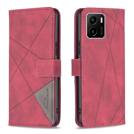 Rhombus Texture Magnetic Buckle Horizontal Flip Leather Phone Case, For vivo Y15s
