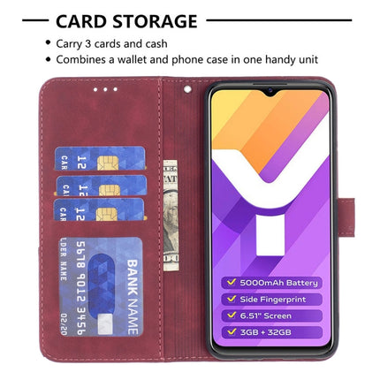 Rhombus Texture Magnetic Buckle Horizontal Flip Leather Phone Case, For vivo Y15s