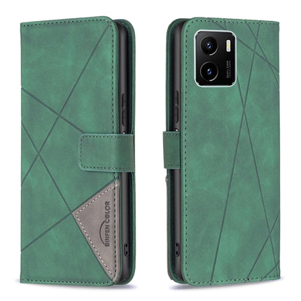 Rhombus Texture Magnetic Buckle Horizontal Flip Leather Phone Case, For vivo Y15s
